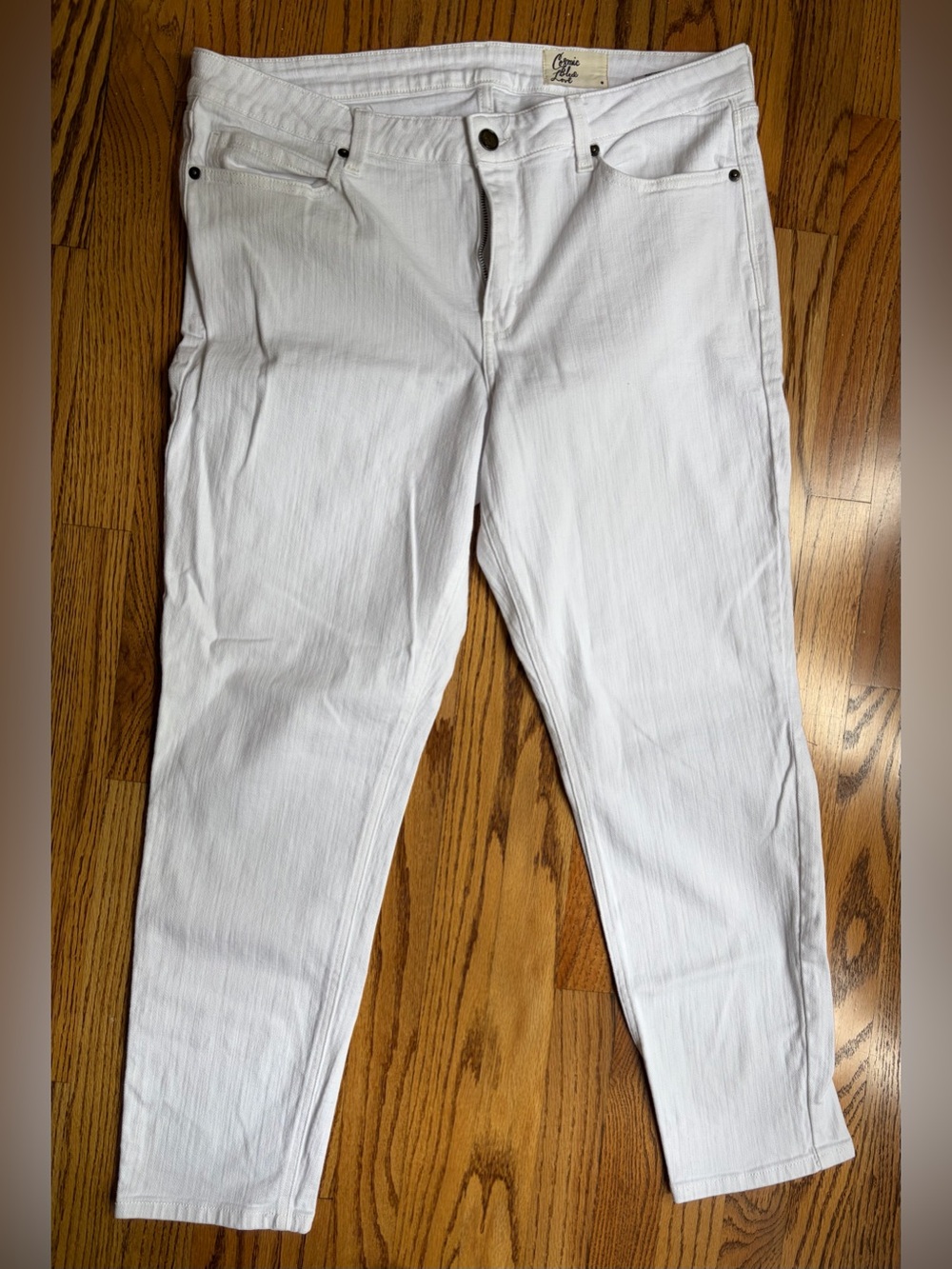 Cosmic Blue Love Women’s White Straight Jeans